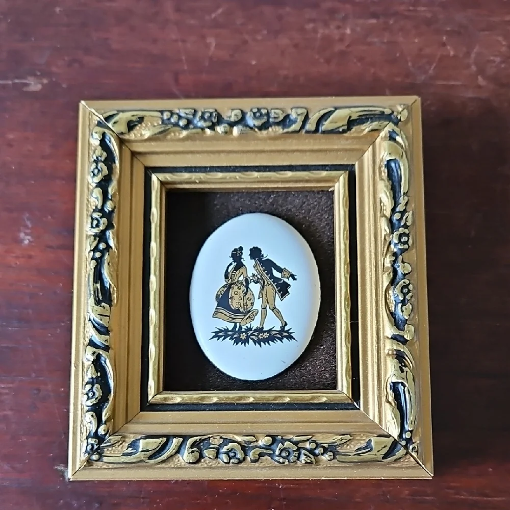 Vintage Enamel On Copper Couple By PG Cooper England Minature
